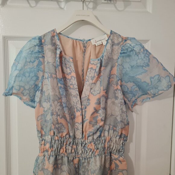 Anthropologie Somerset Jumpsuit Light Blue Peach Organza Size Small NWT - Picture 3 of 11